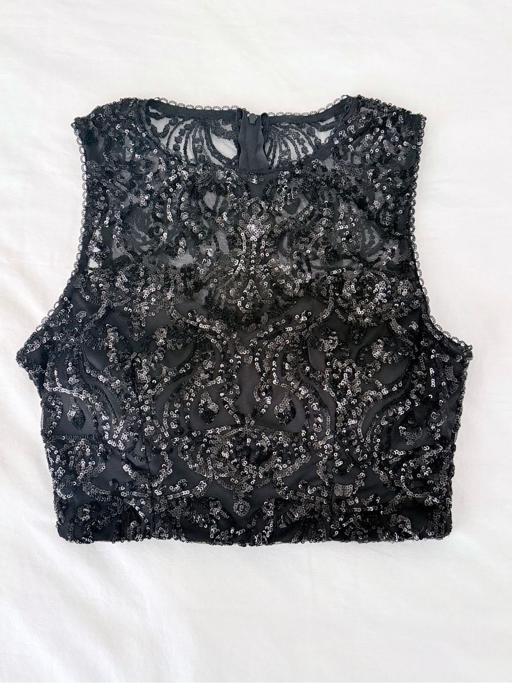 B. Darlin Black Sequin Lace Crop Top Homecoming Party Cocktail Whimsigoth